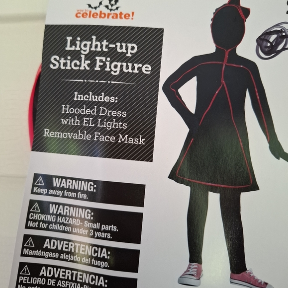 Glow Girl Light Up Stick Figure Costume Size 7/8 New - Picture 1 of 6